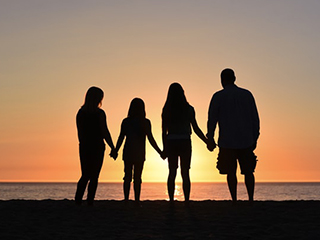 Family outside having fun